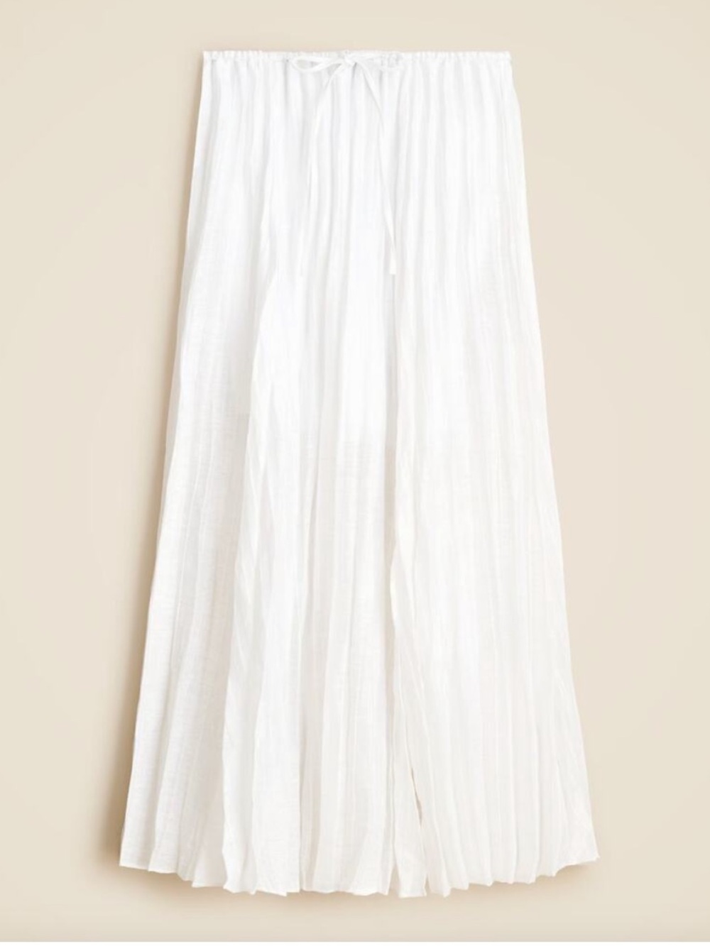 New J.Crew White Linen Blend Pleated Drawstring Maxi Skirt Size XS